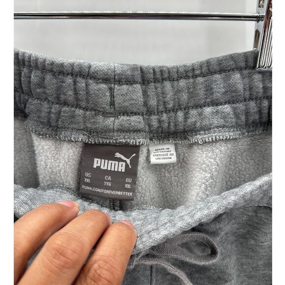 Puma gray fleece elastic waist drawstring shorts size XXL pockets casual sports - Picture 5 of 8